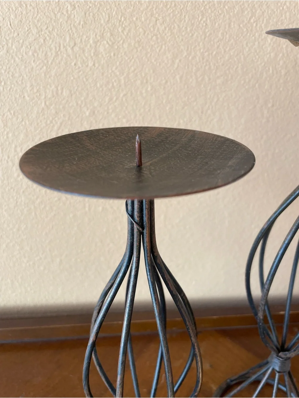 Vintage Metal Wire Candle Holders Set of 3 - Black and Bronze